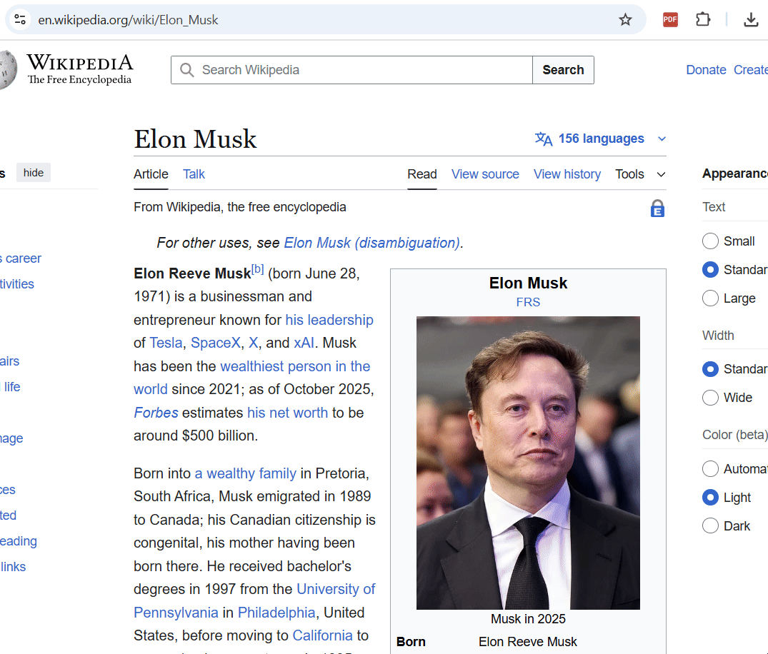 Mode export d’un élément de page